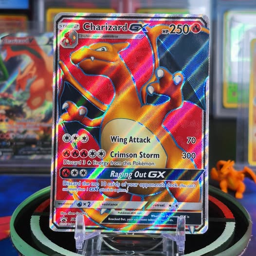 Charizard holographic card close up